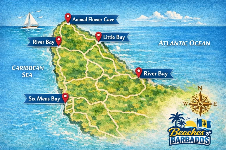 North Coast Beaches of Barbados Map