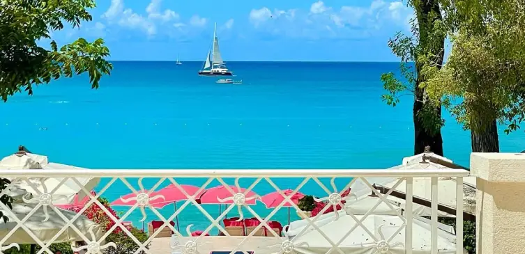 Sandy Land Hotel in Barbados looking out to beach