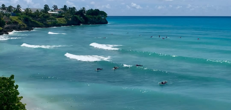 Surfing at Freights Bay in Barbados