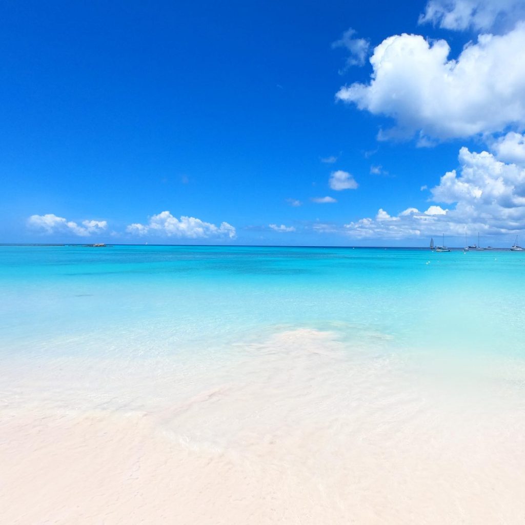 Turquoise water and pale sand at Carlisle Bay in Barbados