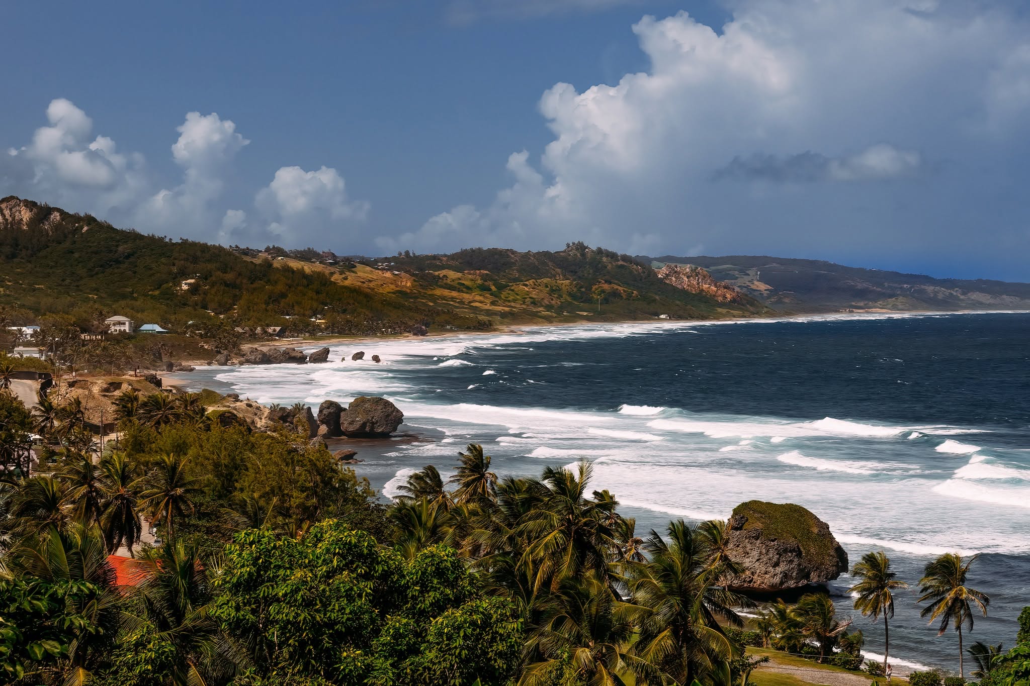 Aerial view of Bathsheba Beach and the Atlantic coast of Barbados